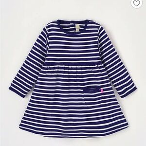JoJo Maman Bebe Blue and White Striped Casual Dress